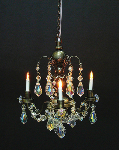 Dollhouse Miniature 3-Arm Crystal Chandelier